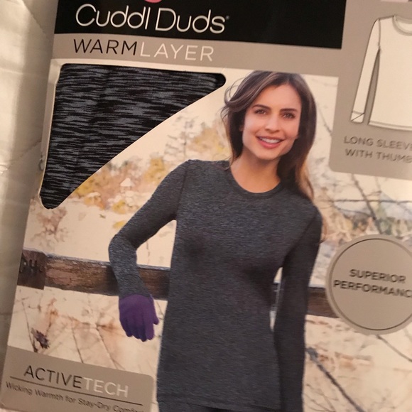 🆕 Cuddl Duds Warm Layer Active Tech Long Sleeve Crew (Blue Space Dye) - Picture 6 of 7
